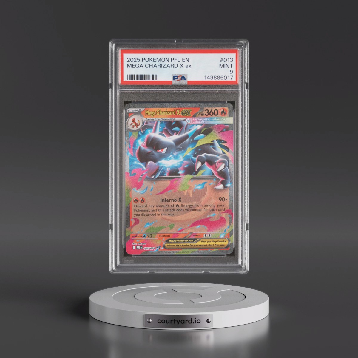 2025 Pokémon Pfl EN-Phantasmal Flames #013 Mega Charizard X EX - Holo (PSA 9 MINT)