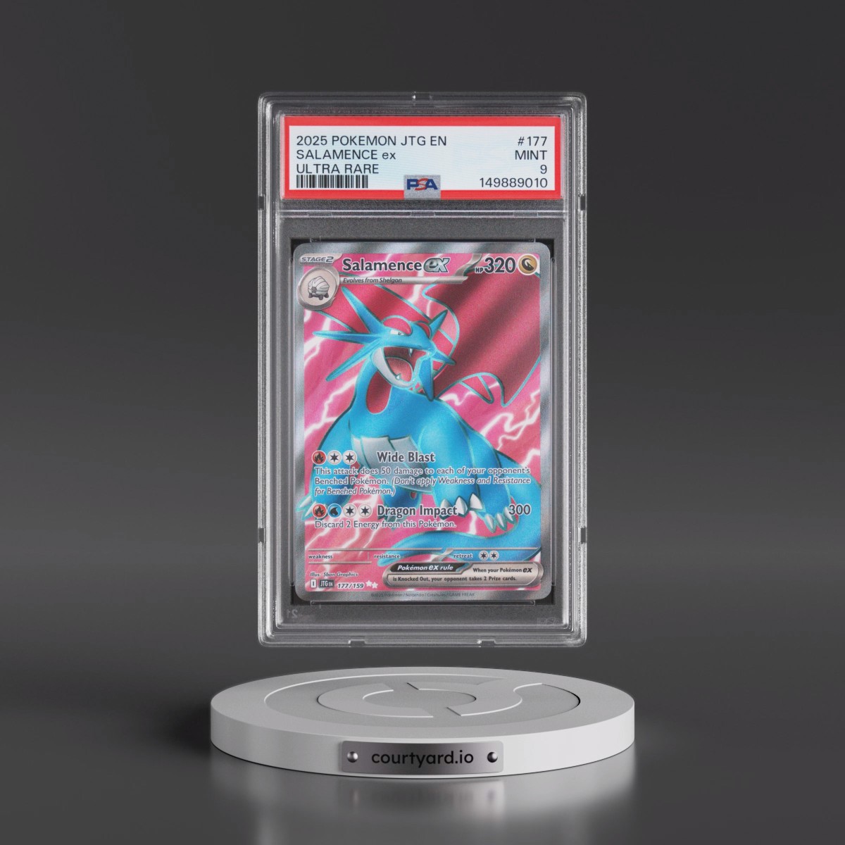 2025 Pokémon Jtg EN-Journey Together #177 Salamence EX - Holo Ultra Rare (PSA 9 MINT)