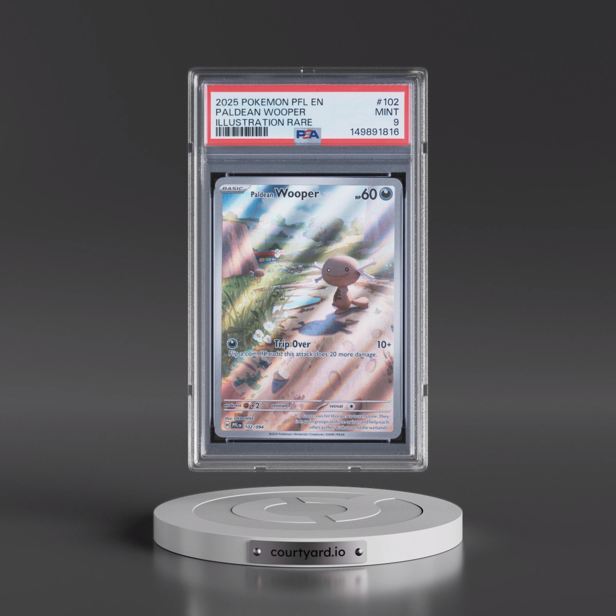 2025 Pokémon Pfl EN-Phantasmal Flames #102 Paldean Wooper - Illustration Rare (PSA 9 MINT)