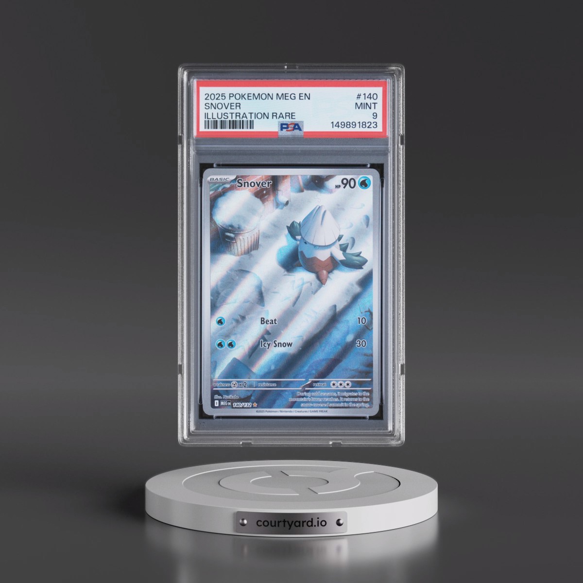 2025 Pokémon Meg EN-Mega Evolution #140 Snover - Illustration Rare (PSA 9 MINT)