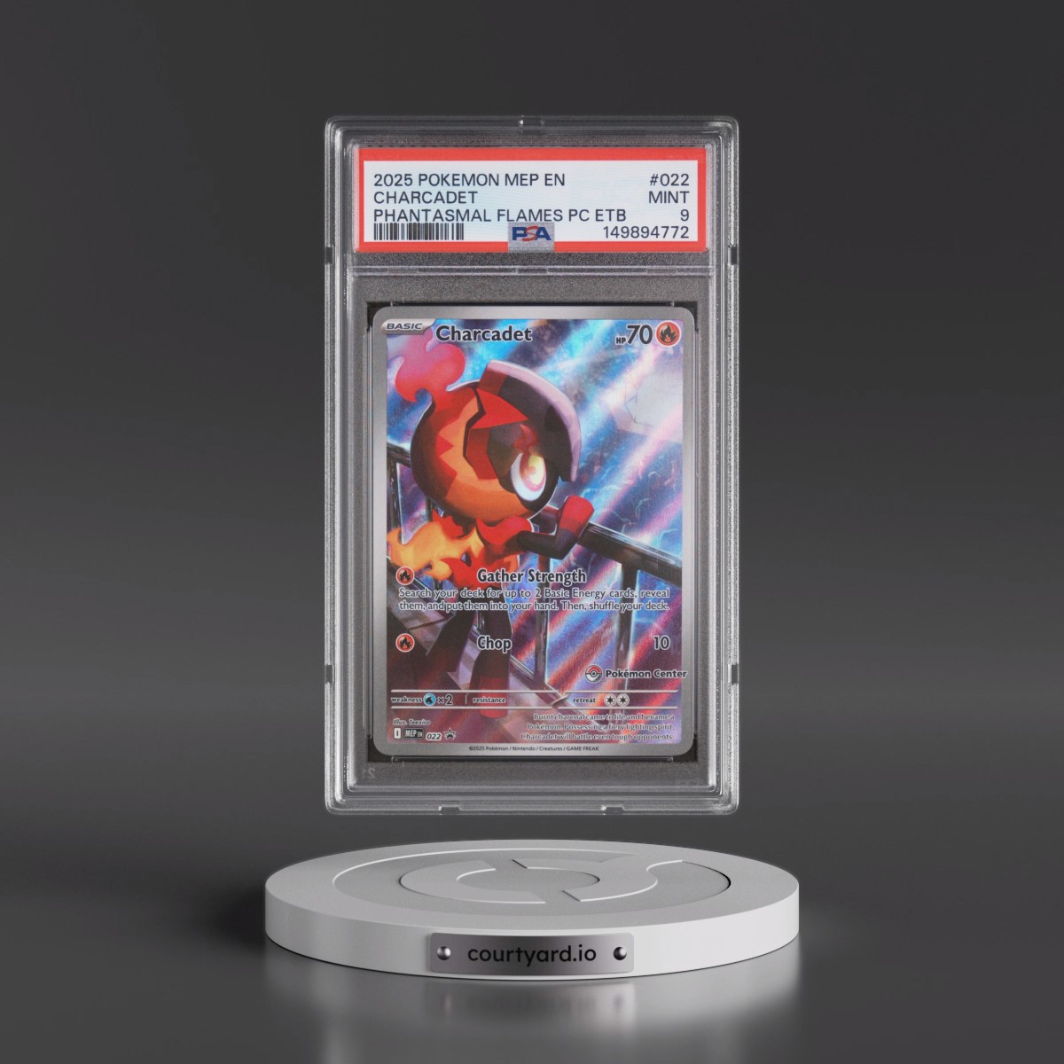 2025 Pokémon Mep EN-Me Black Star Promo #022 Charcadet - Phantasmal Flames Pokemon Center Elite Trainer Box (PSA 9 MINT)