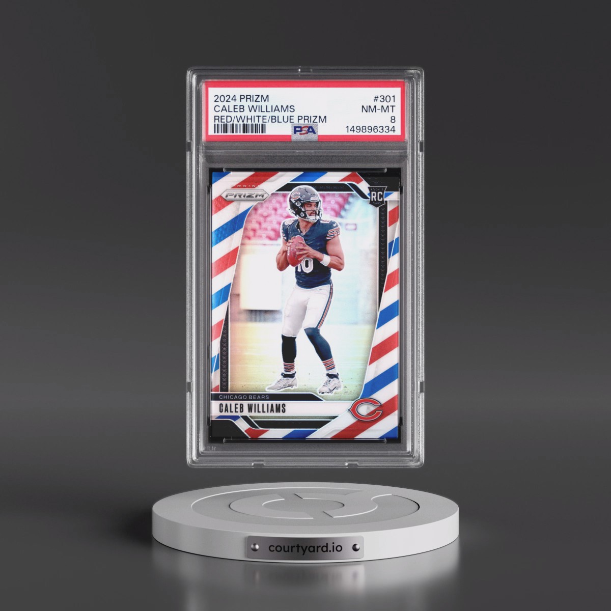 2024 Panini Prizm Caleb Williams - Red/White/Blue Prizm #301 PSA 8