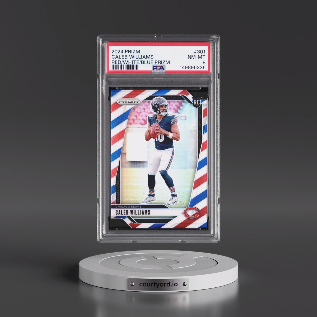 2024 Panini Prizm #301 Caleb Williams - Red/White/Blue Prizm (PSA 8 NM-MT)