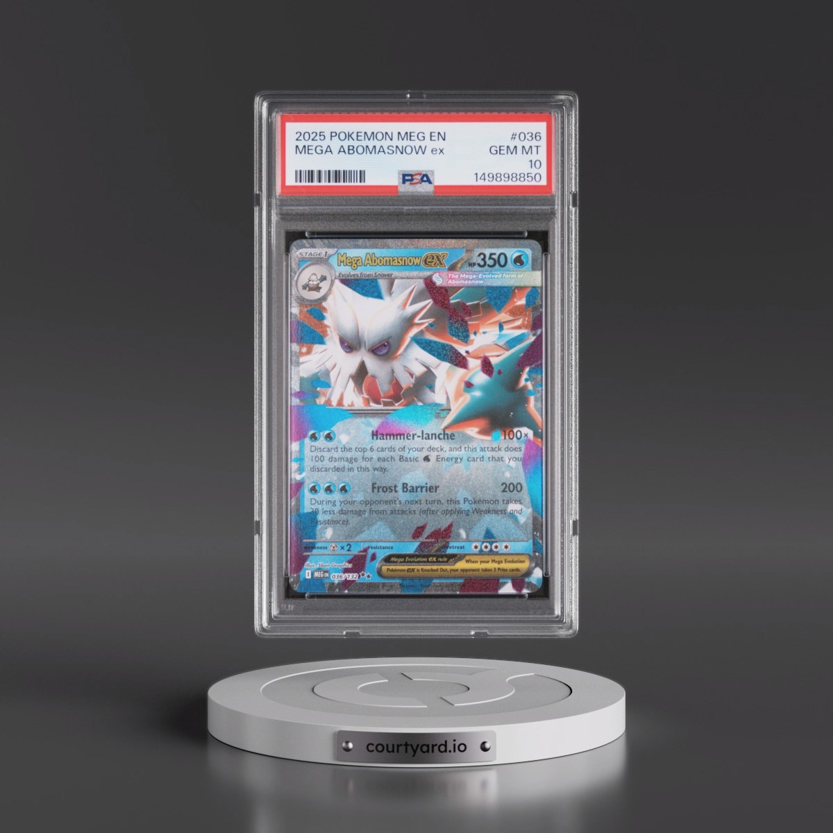 2025 Pokémon Meg EN-Mega Evolution #036 Mega Abomasnow EX - Holo (PSA 10 GEM MINT)