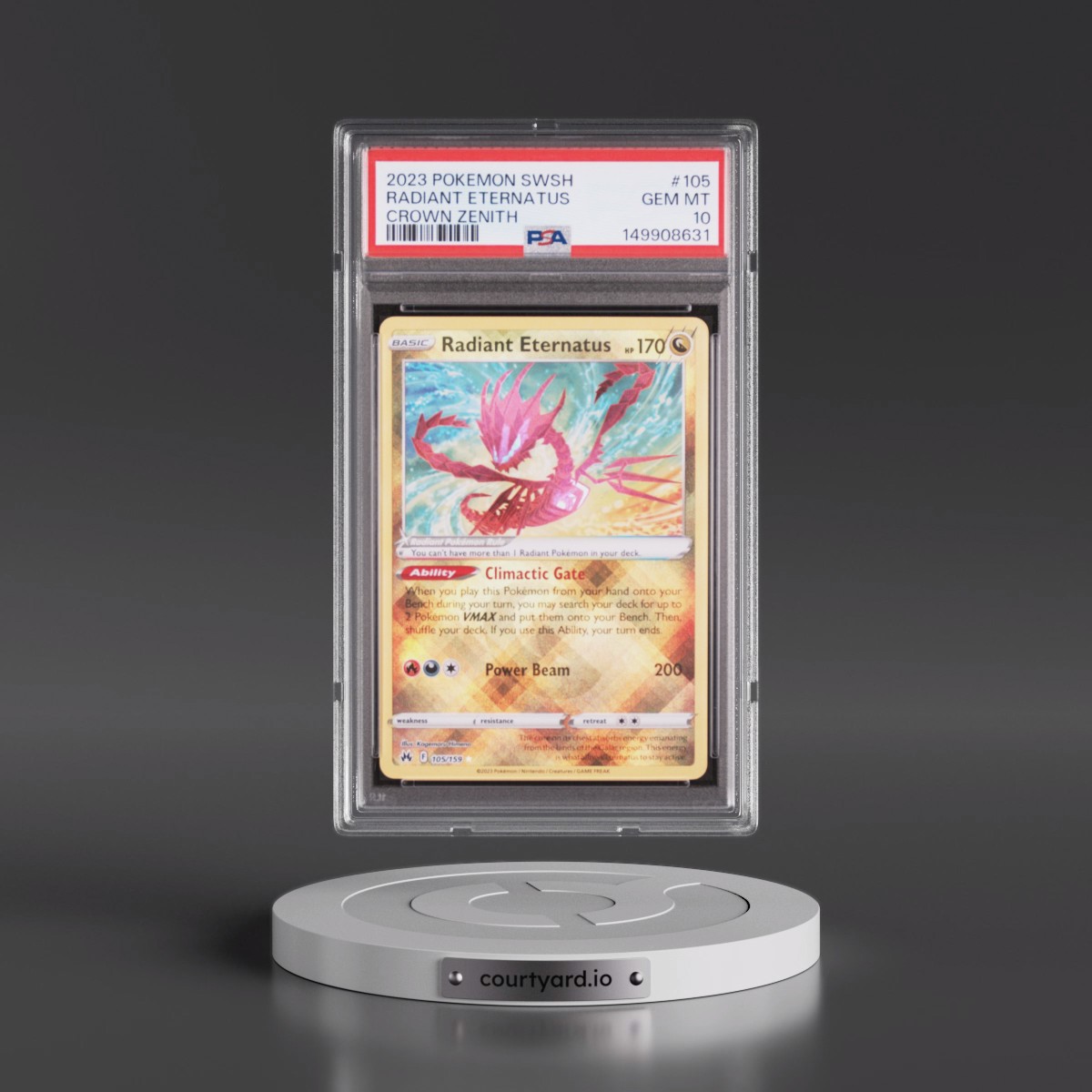 2023 Pokémon Sword and Shield Crown Zenith #105 Radiant Eternatus - Holo (PSA 10 GEM MINT)