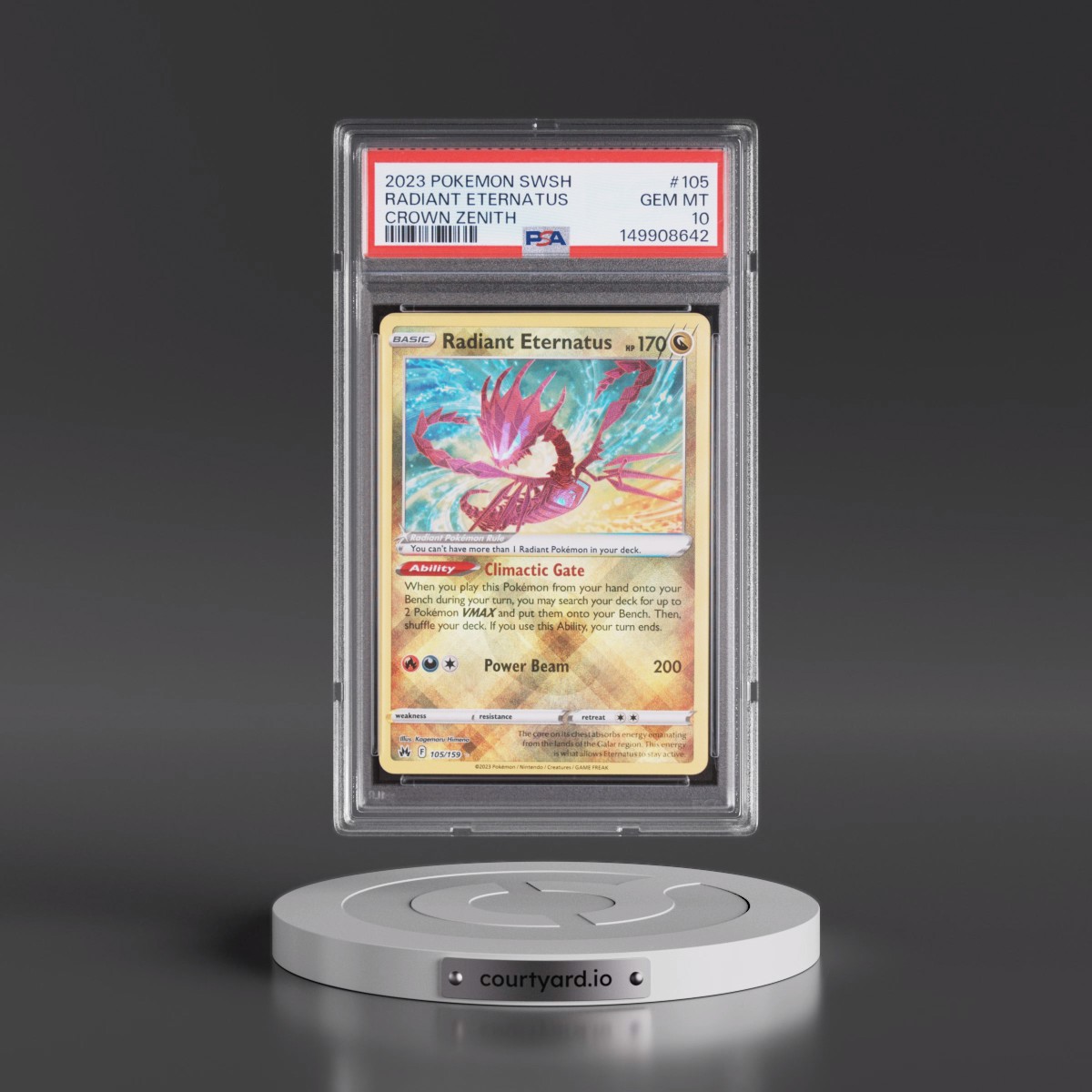 2023 Pokémon Sword and Shield Crown Zenith #105 Radiant Eternatus - Holo (PSA 10 GEM MINT)