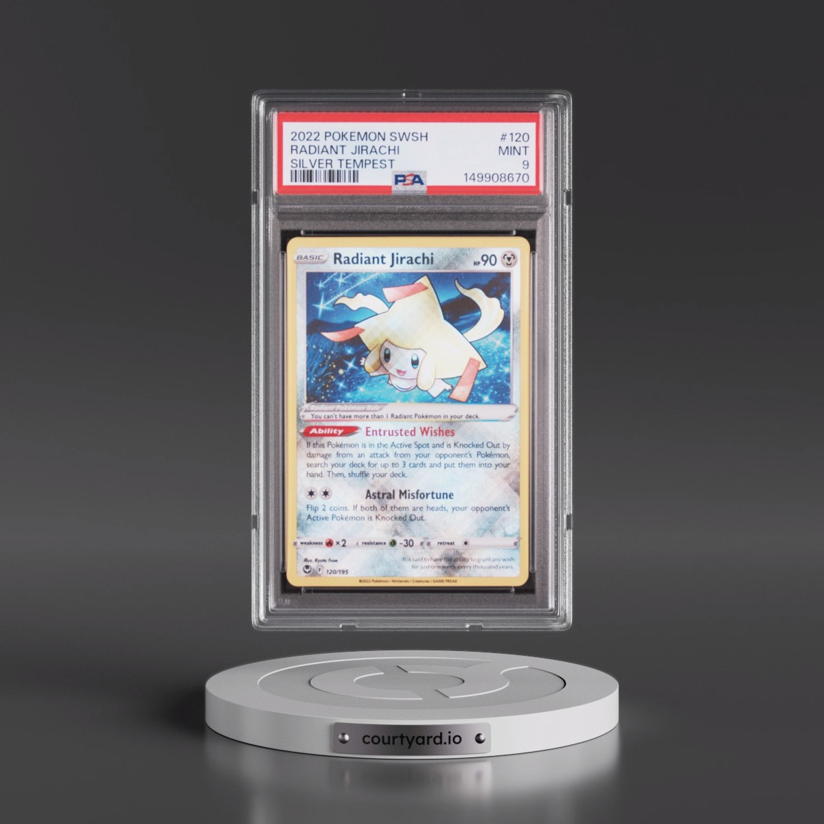 2022 Pokémon Sword & Shield Silver Tempest #120 Radiant Jirachi - Holo (PSA 9 MINT)