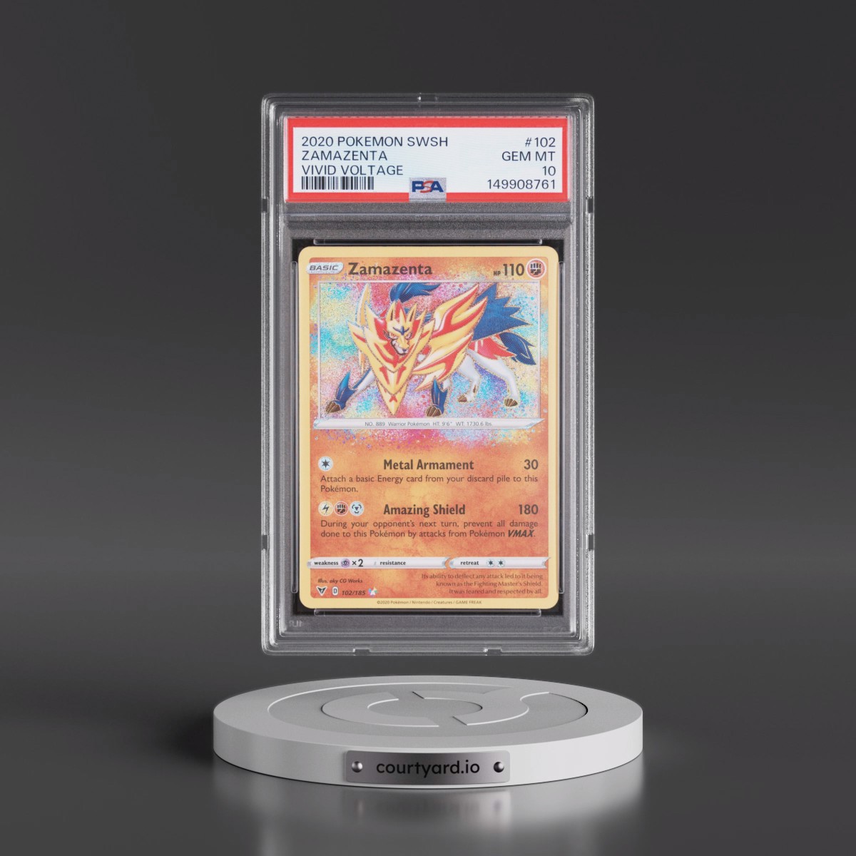 2020 Pokémon Sword & Shield Vivid Voltage #102 Zamazenta (PSA 10 GEM MINT)
