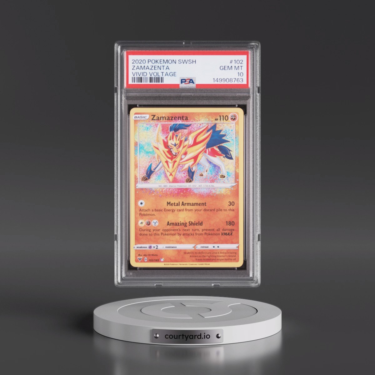 2020 Pokémon Sword & Shield Vivid Voltage #102 Zamazenta (PSA 10 GEM MINT)