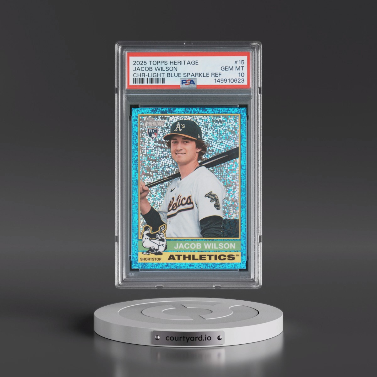 2025 Topps Heritage Jacob Wilson - Chrome-Light Blue Sparkle Refractor #15 PSA 10