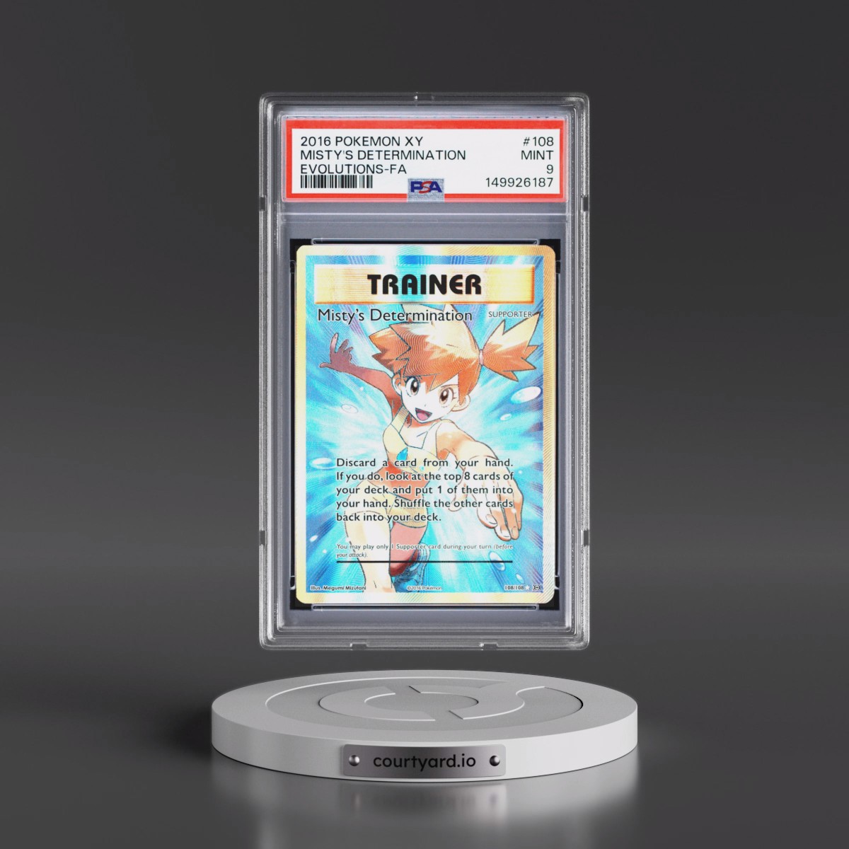2016 Pokémon XY Evolutions #108 Misty's Determination - Full Art (PSA 9 MINT)