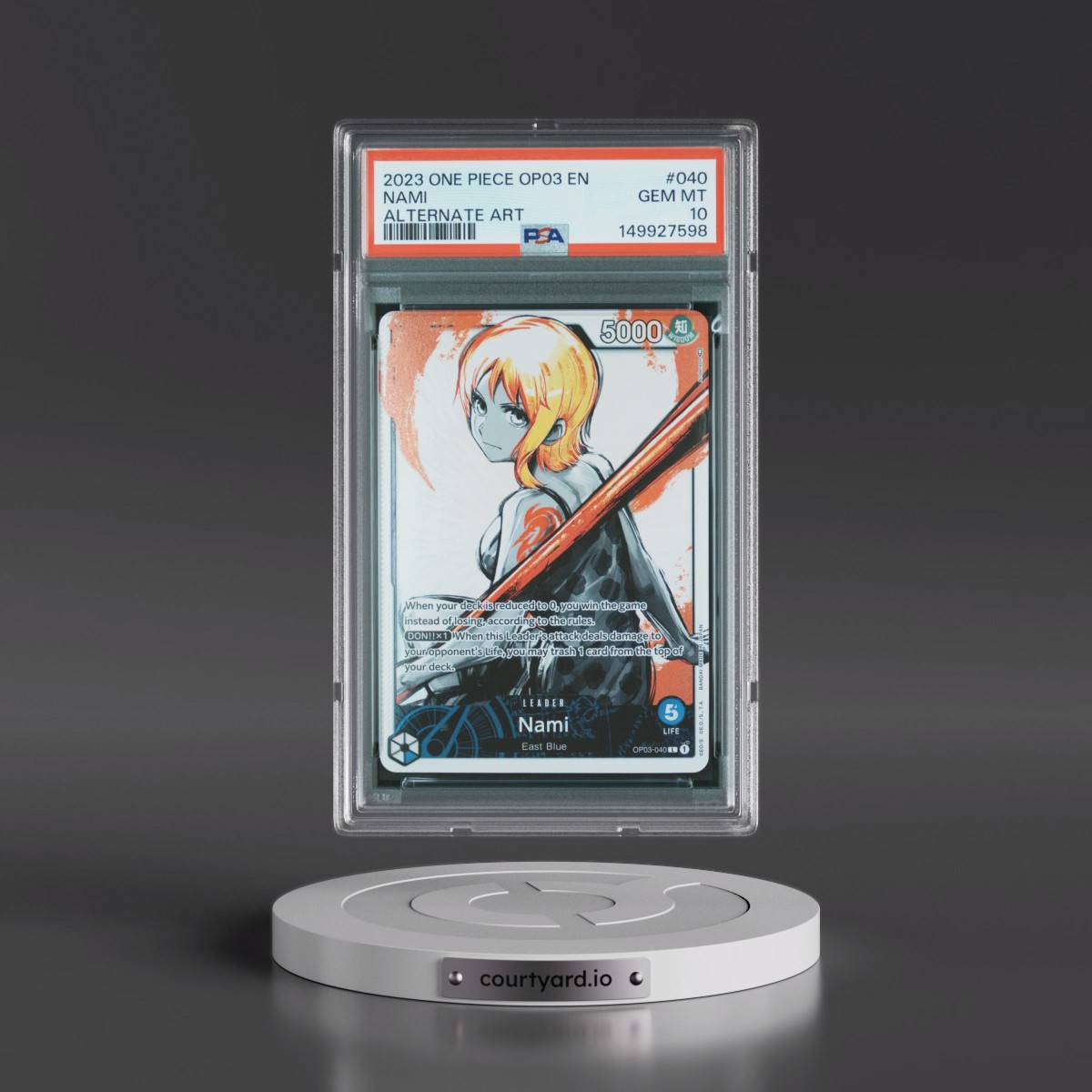 2023 One Piece OP03-Pillars of Strength #040 Nami - Alternate Art (PSA 10 GEM MINT)