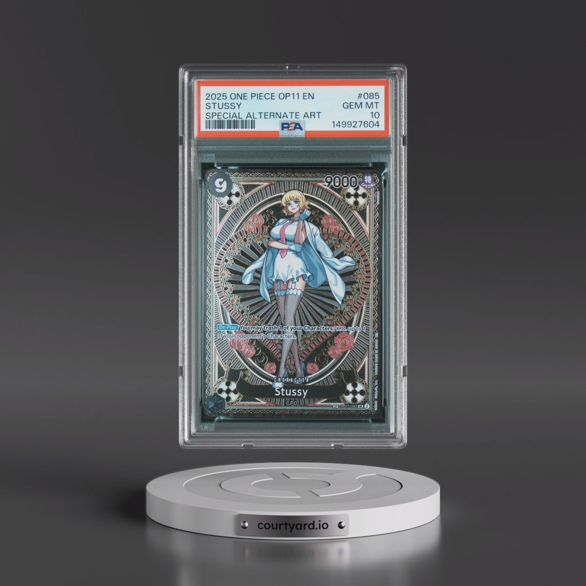 2025 One Piece OP11-A Fist of Divine Speed #085 Stussy - Special Alternate Art (PSA 10 GEM MINT)