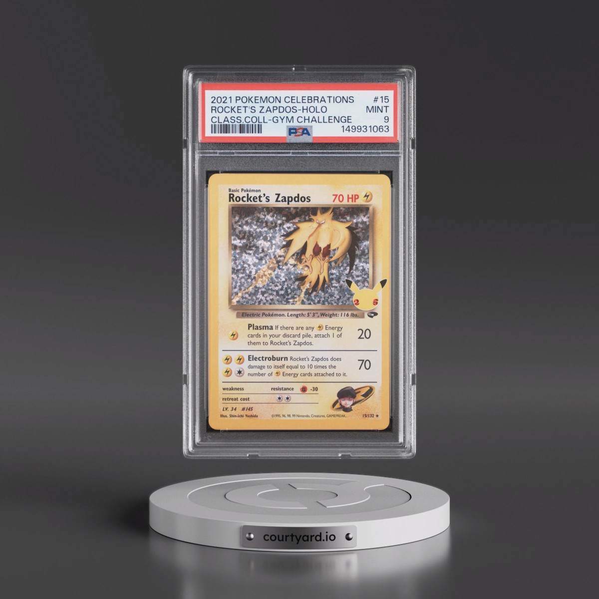 2021 Pokémon Celebrations Classic Collection #15 Rocket's Zapdos - Holo (PSA 9 MINT)