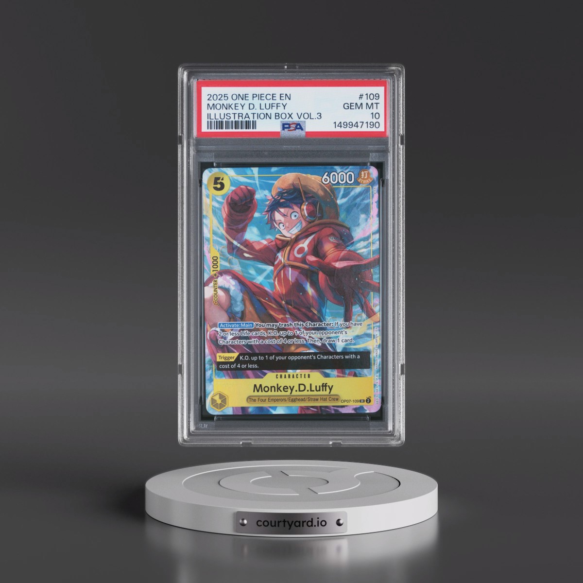 2025 One Piece Promos #109 Monkey D. Luffy - Illustration Box Vol.3 (PSA 10 GEM MINT)