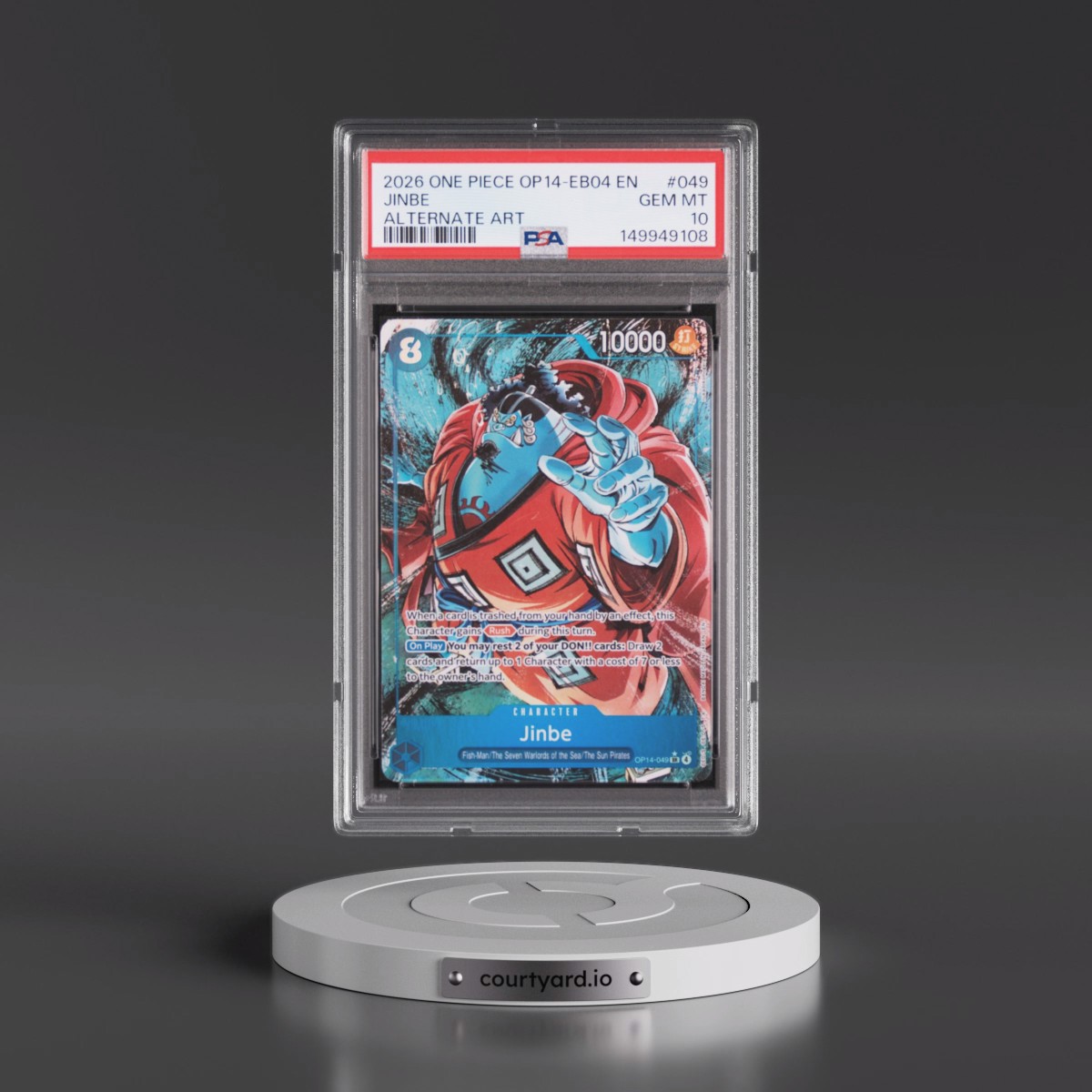 2026 One Piece OP14-EB04-the Azure Sea's Seven #049 Jinbe - Alternate Art (PSA 10 GEM MINT)