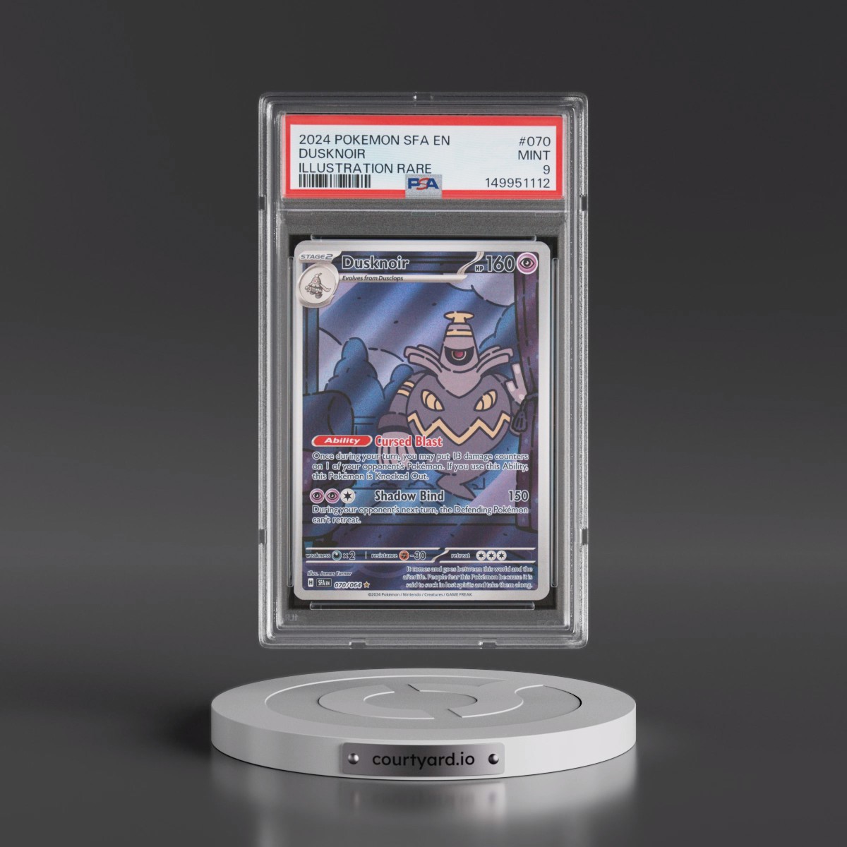2024 Pokémon Sfa EN-Shrouded Fable #070 Dusknoir - Illustration Rare (PSA 9 MINT)