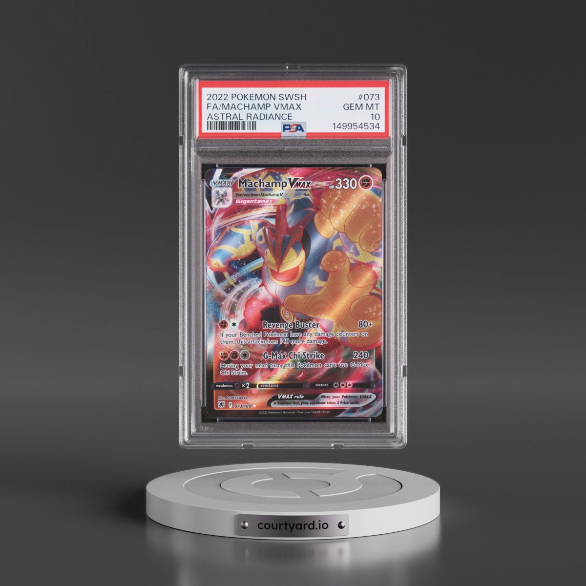 2022 Pokémon Sword & Shield Astral Radiance #073 Machamp Vmax - Full Art (PSA 10 GEM MINT)