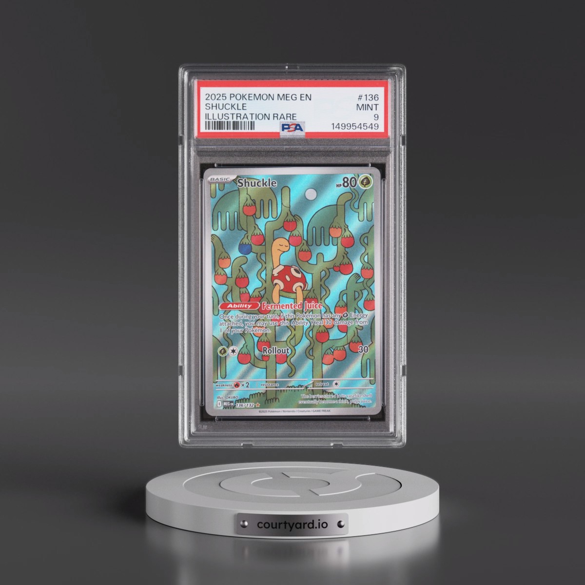 2025 Pokémon Meg EN-Mega Evolution #136 Shuckle - Illustration Rare (PSA 9 MINT)