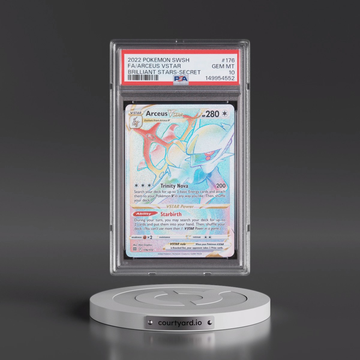 2022 Pokémon Sword & Shield Brilliant Stars #176 Arceus Vstar - Full Art Secret (PSA 10 GEM MINT)