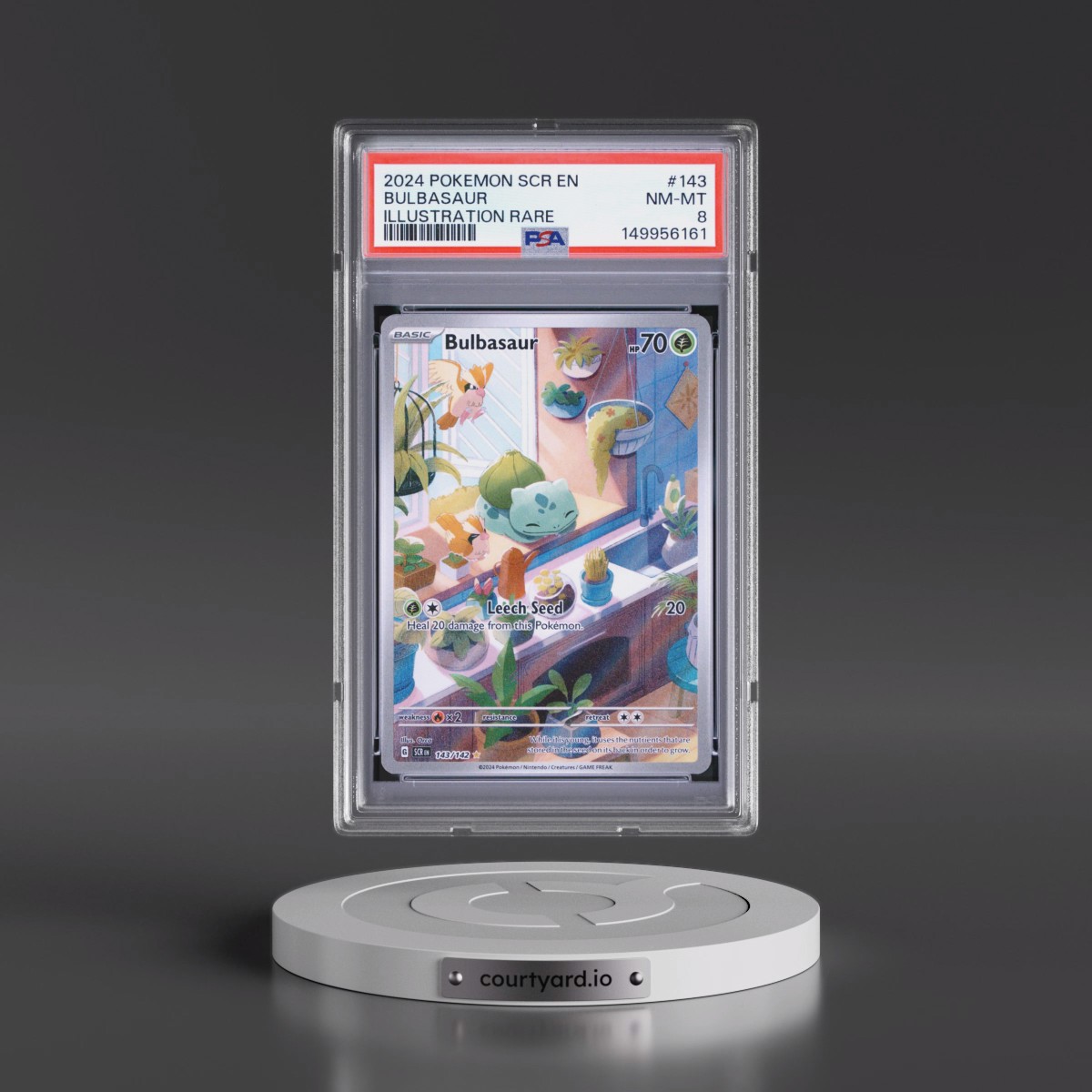 2024 Pokémon Scr EN-Stellar Crown #143 Bulbasaur - Illustration Rare (PSA 8 NM-MT)