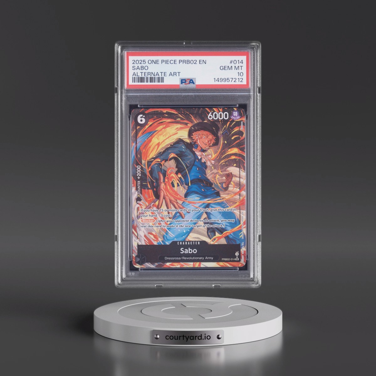2025 One Piece PRB02-Premium Booster -One Piece Card the Best- Vol.2 #014 Sabo - Alternate Art (PSA 10 GEM MINT)