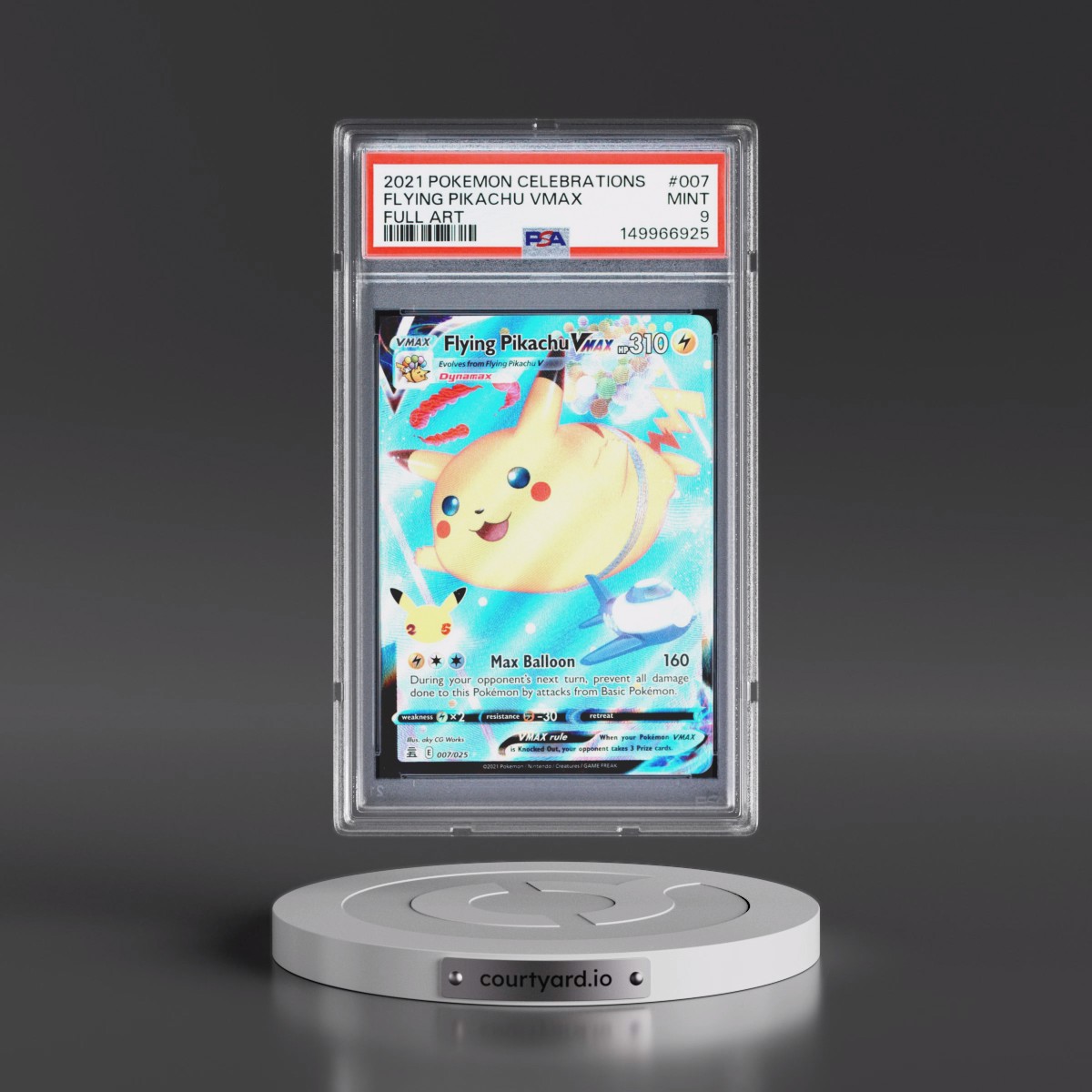 2021 Pokémon Celebrations #007 Flying Pikachu Vmax - Full Art (PSA 9 MINT)