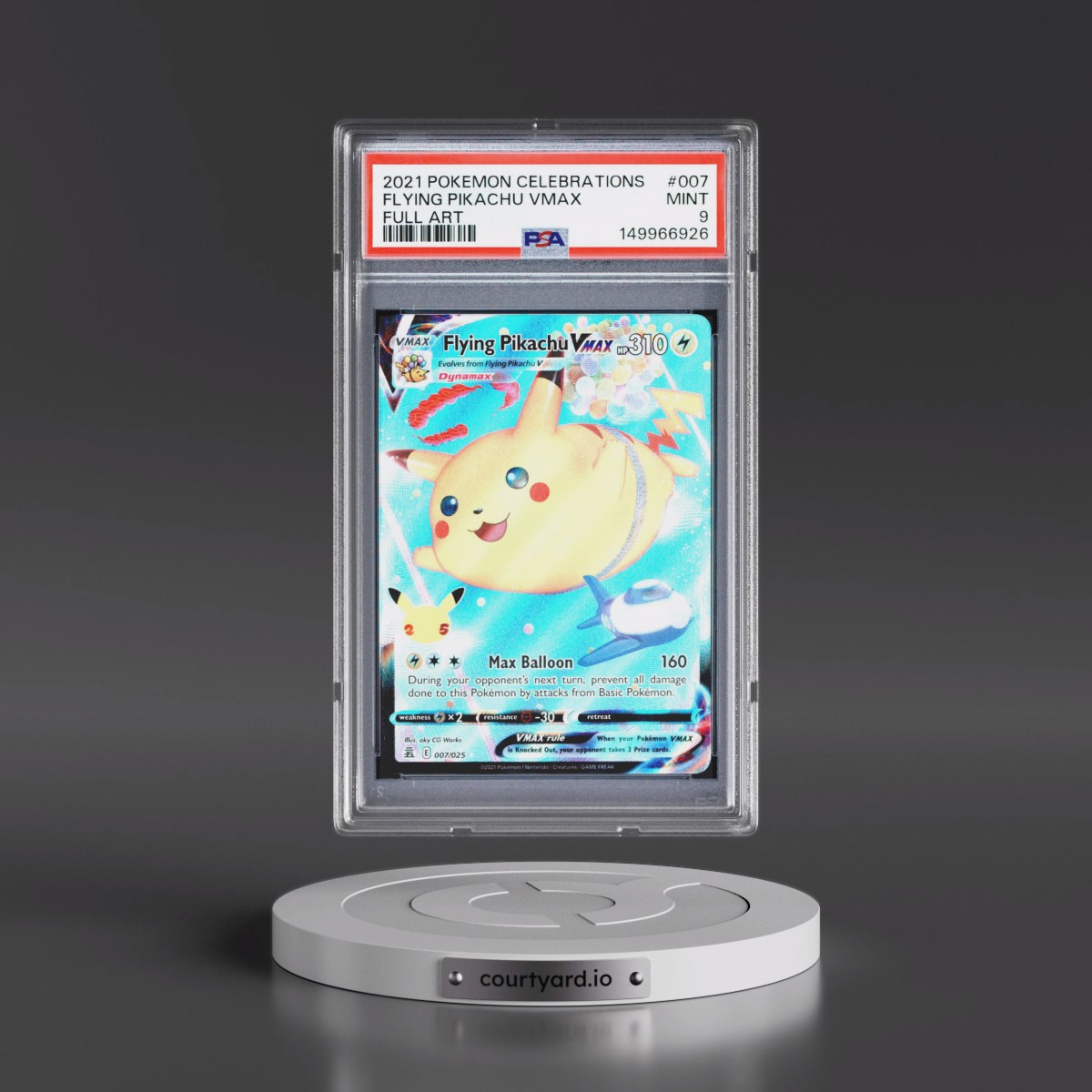 2021 Pokémon Celebrations #007 Flying Pikachu Vmax - Full Art (PSA 9 MINT)