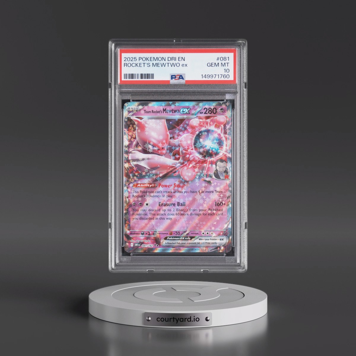2025 Pokémon Dri EN-Destined Rivals #081 Team Rocket's Mewtwo EX - Holo (PSA 10 GEM MINT)