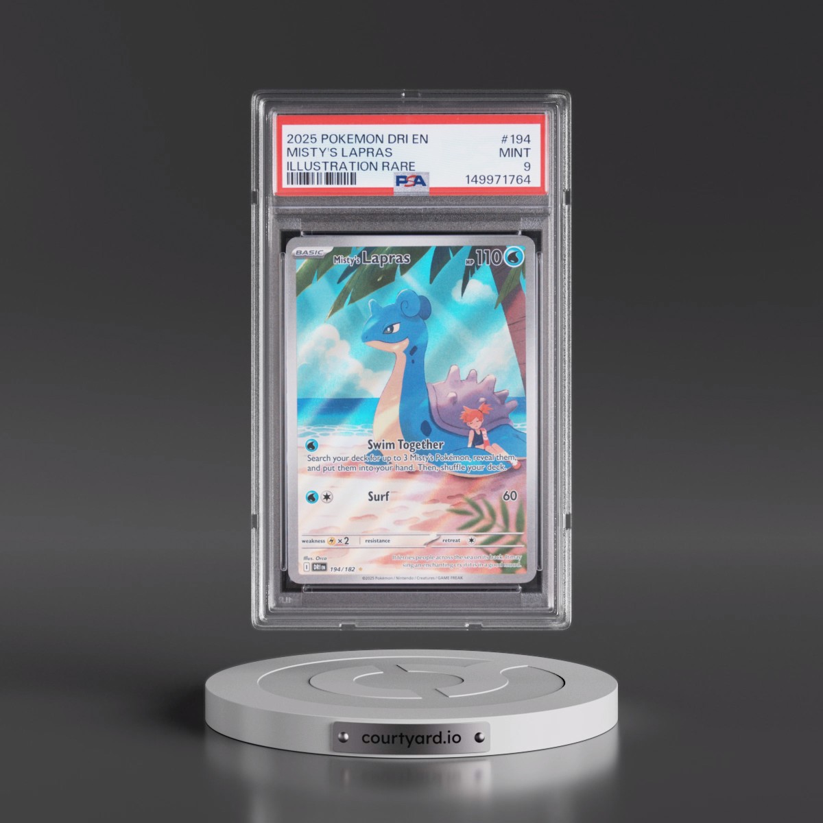 2025 Pokémon Dri EN-Destined Rivals #194 Misty's Lapras - Illustration Rare (PSA 9 MINT)