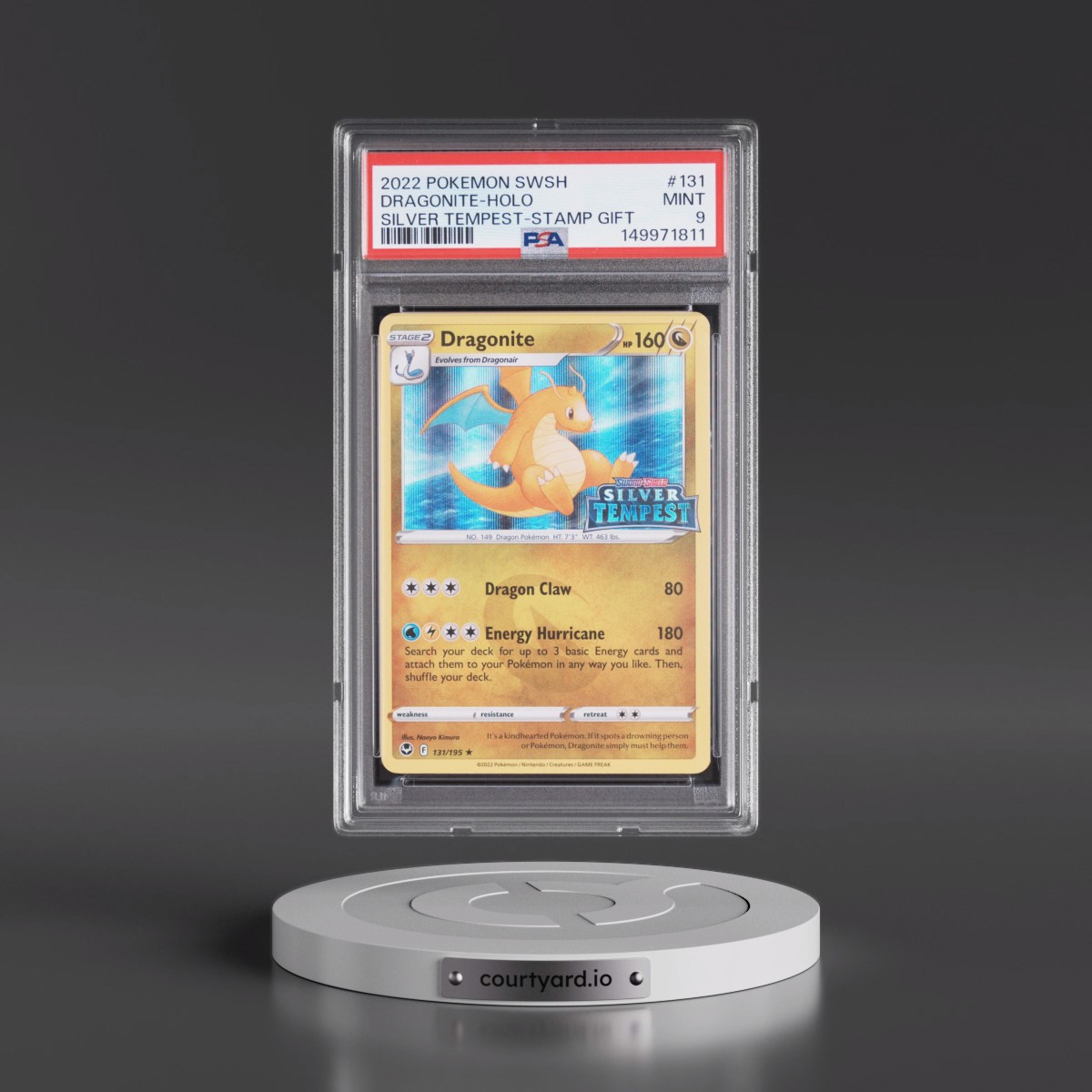 2022 Pokémon Sword & Shield Silver Tempest #131 Dragonite - Holo Stamp Gift (PSA 9 MINT)