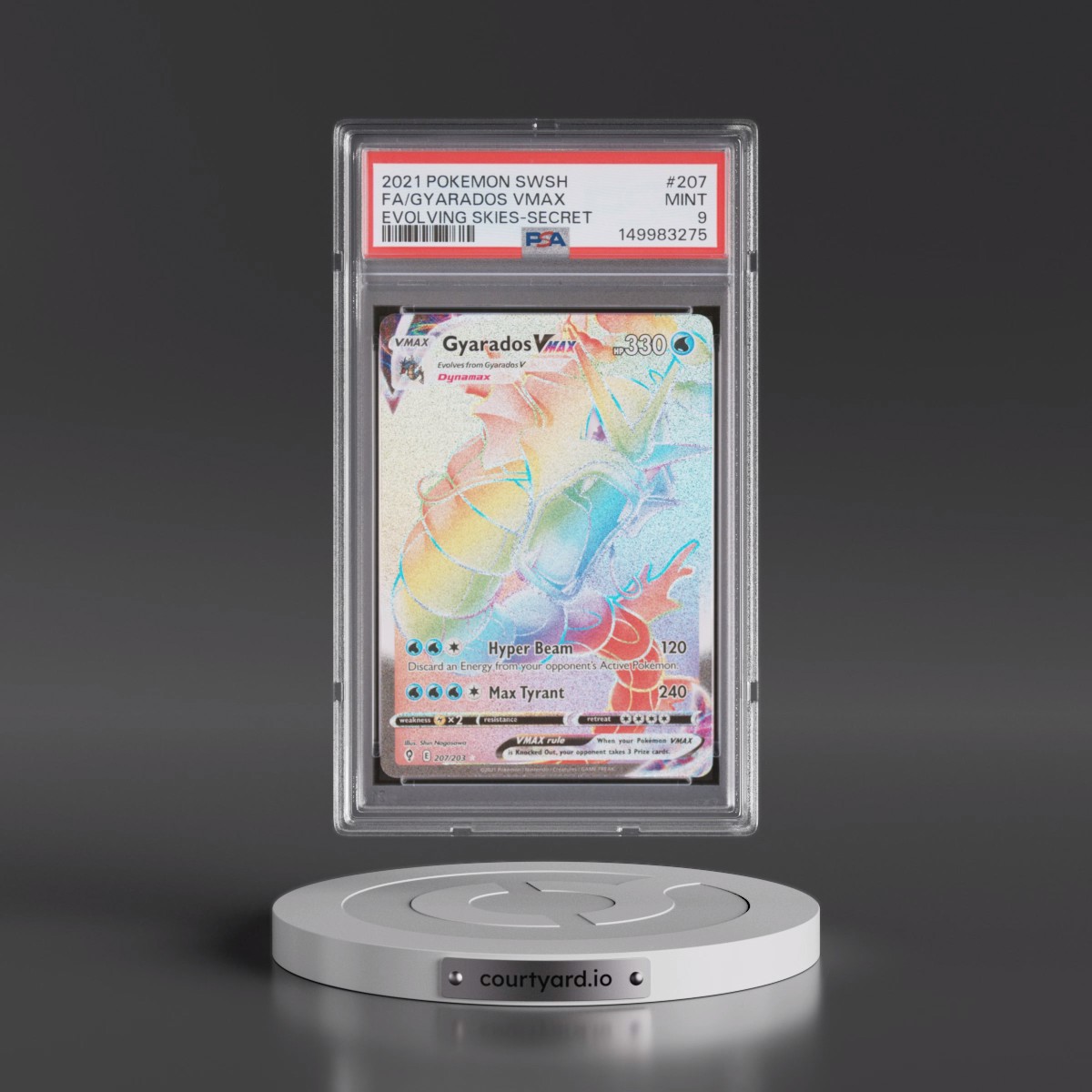 2021 Pokémon Sword & Shield Evolving Skies #207 Gyarados Vmax - Full Art Secret (PSA 9 MINT)