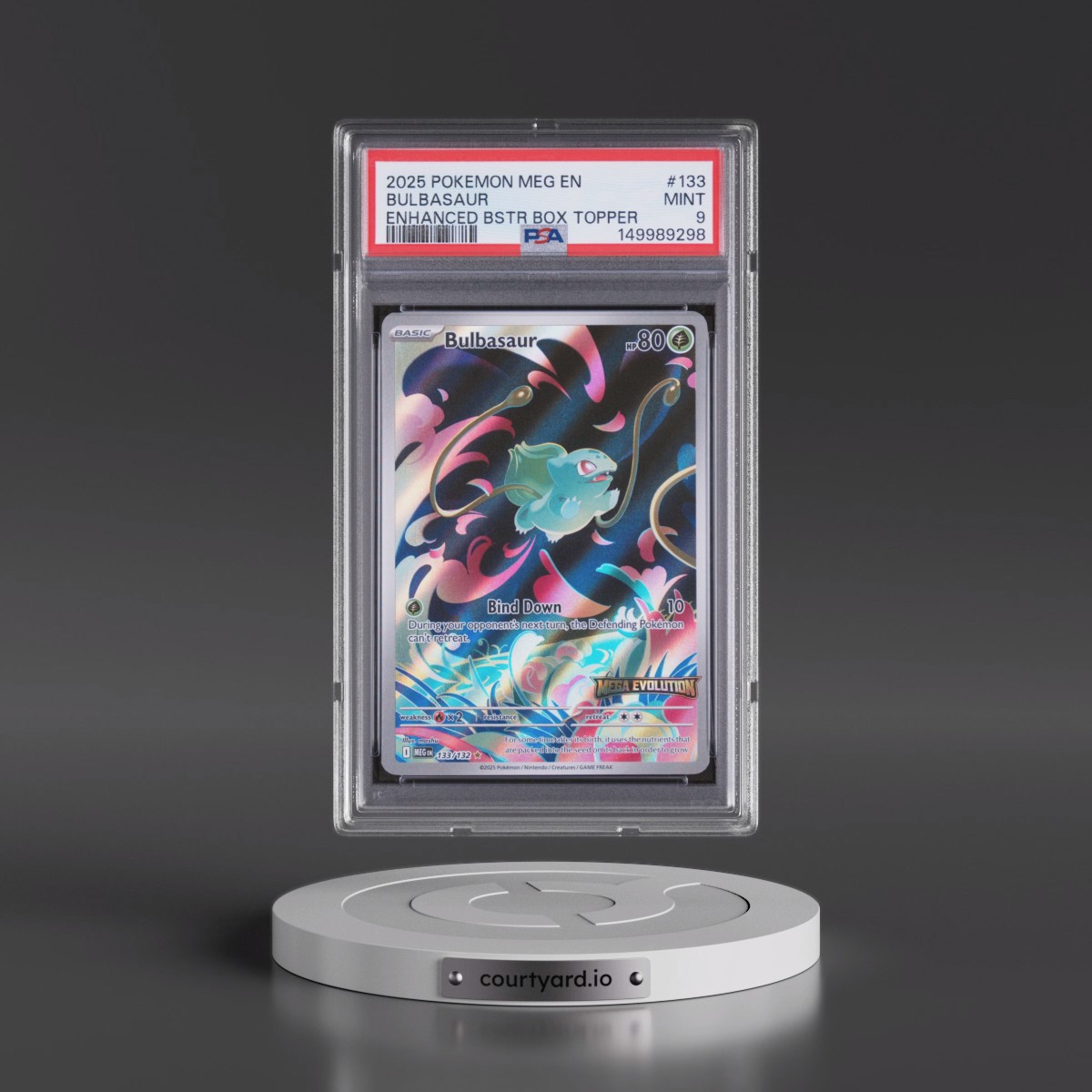 2025 Pokémon Meg EN-Mega Evolution #133 Bulbasaur - Enhanced Booster Box Topper (PSA 9 MINT)