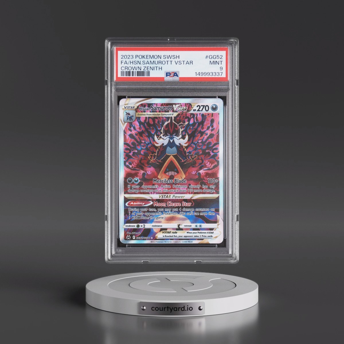 2023 Pokémon Sword and Shield Crown Zenith #GG52 Hisuian Samurott Vstar - Full Art (PSA 9 MINT)