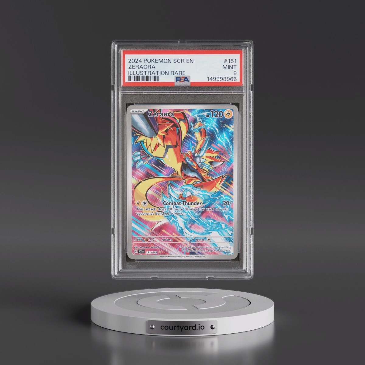 2024 Pokémon Scr EN-Stellar Crown #151 Zeraora - Illustration Rare (PSA 9 MINT)
