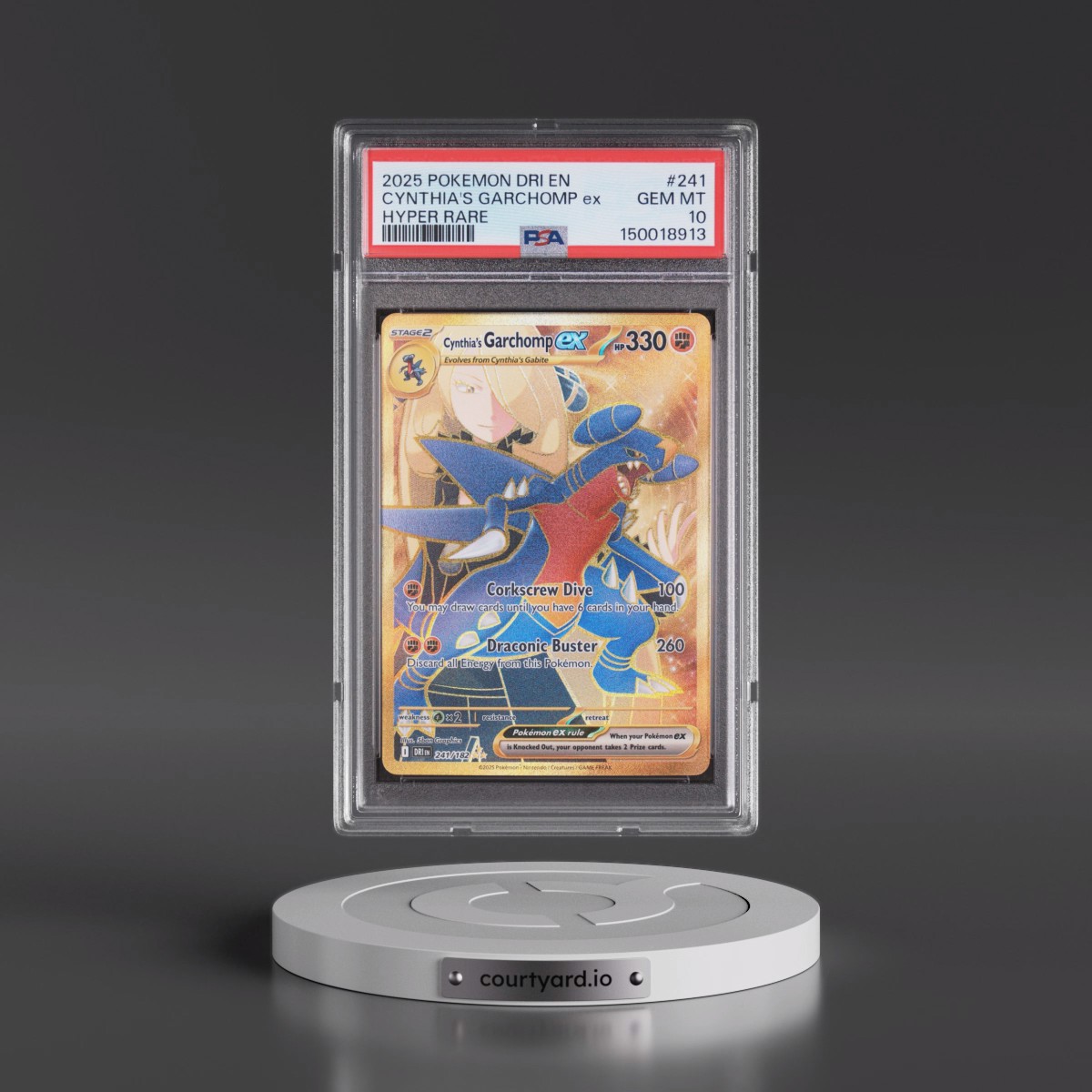 2025 Pokémon Dri EN-Destined Rivals #241 Cynthia's Garchomp EX - Holo Hyper Rare (PSA 10 GEM MINT)
