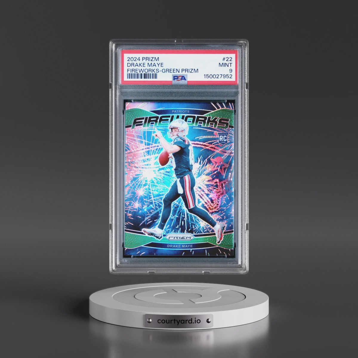 2024 Panini Prizm Fireworks #22 Drake Maye - Green Prizm (PSA 9 MINT)