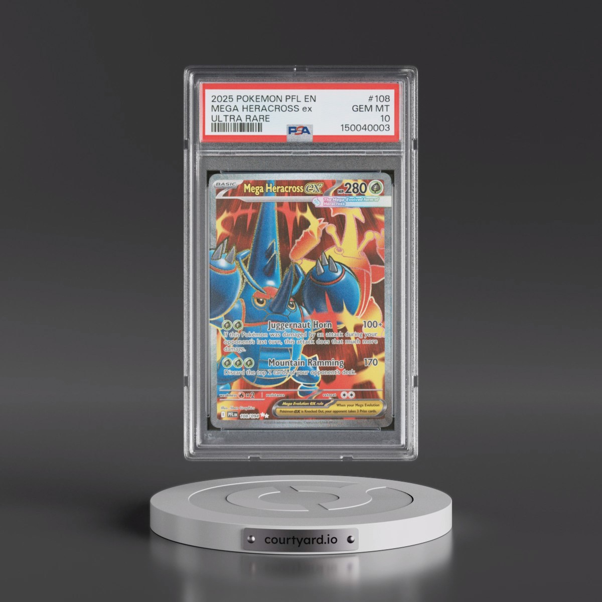 2025 Pokémon Pfl EN-Phantasmal Flames #108 Mega Heracross EX - Holo Ultra Rare (PSA 10 GEM MINT)