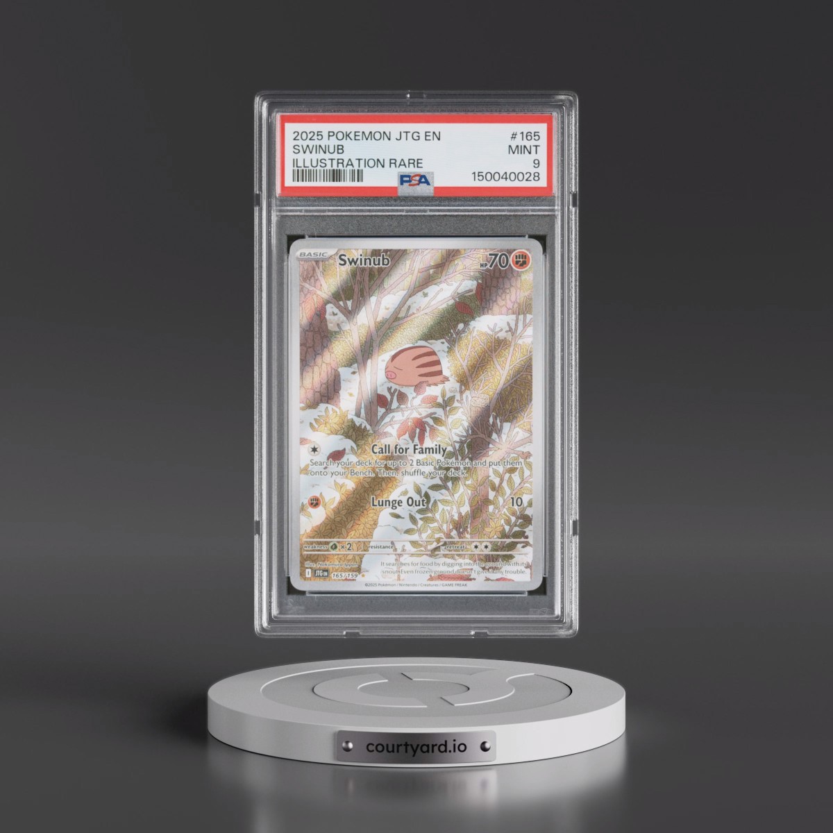 2025 Pokémon Jtg EN-Journey Together #165 Swinub - Illustration Rare (PSA 9 MINT)
