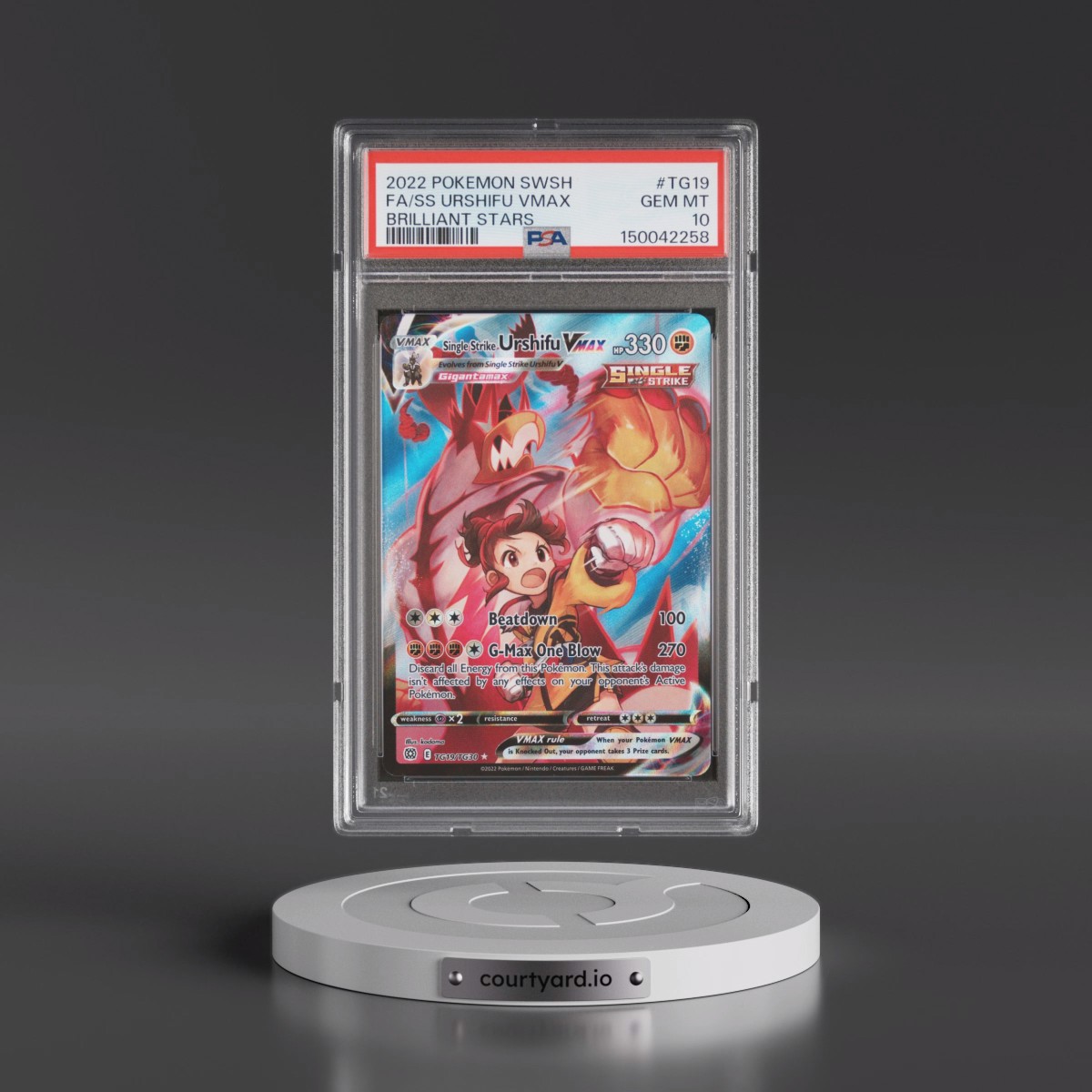 2022 Pokémon Sword & Shield Brilliant Stars #TG19 Single Strike Urshifu Vmax - Full Art (PSA 10 GEM MINT)