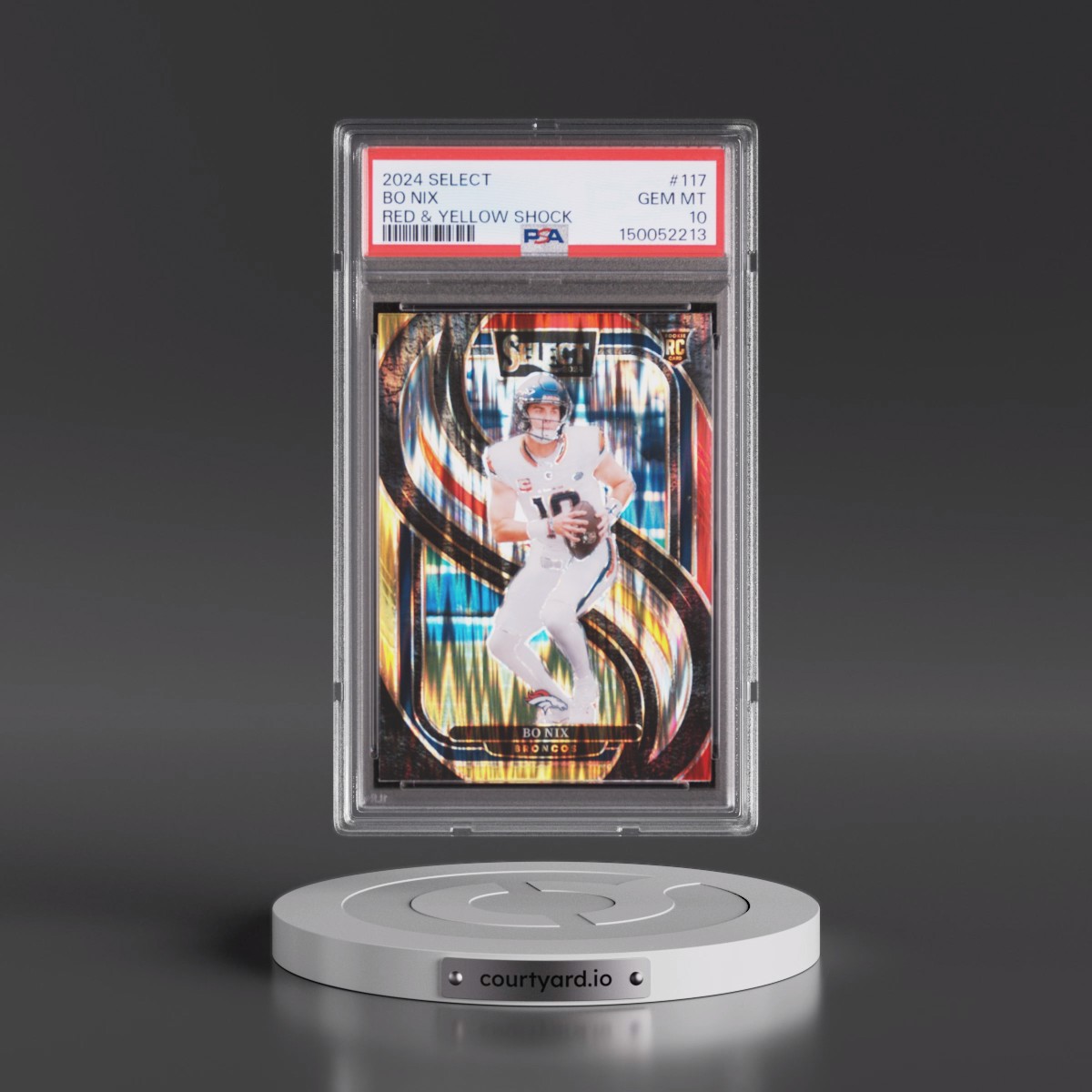 2024 Panini Select #117 Bo Nix - Red & Yellow Shock (PSA 10 GEM MINT)
