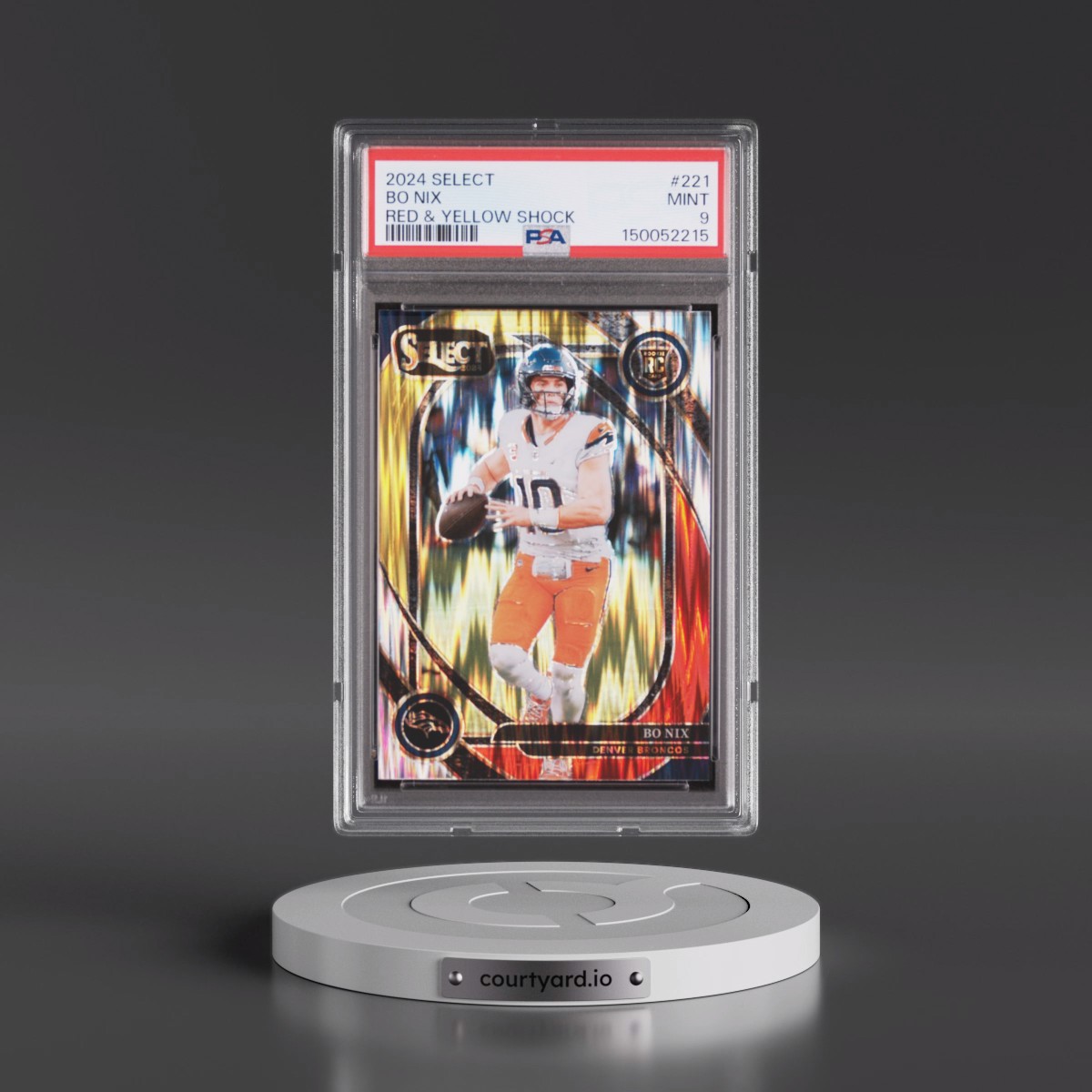 2024 Panini Select #221 Bo Nix - Red & Yellow Shock (PSA 9 MINT)