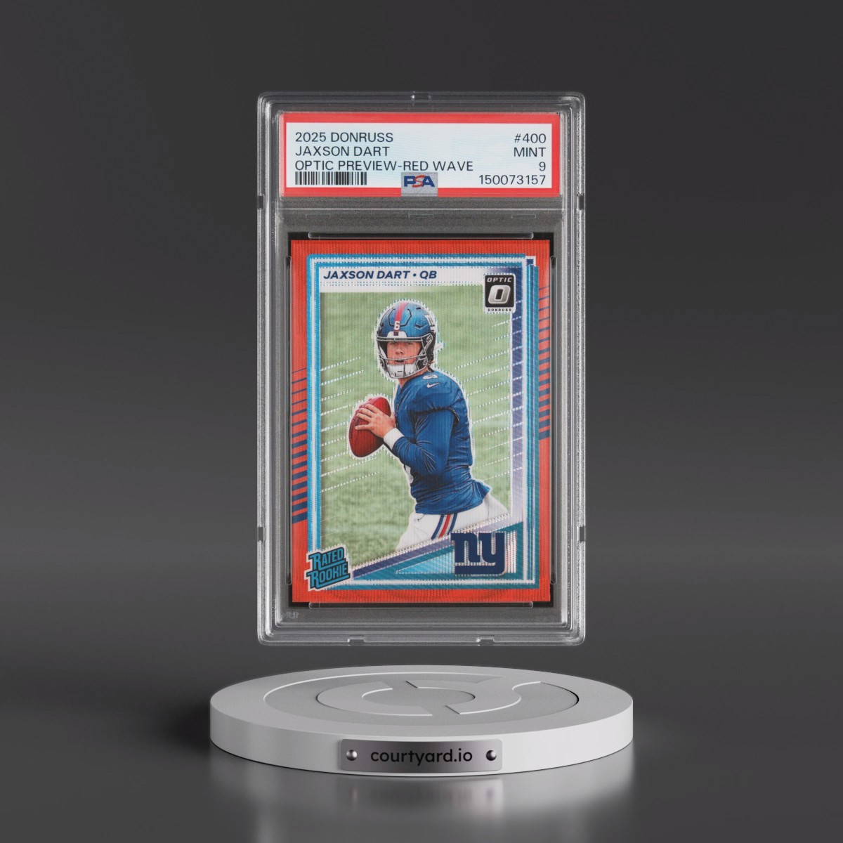 2025 Panini Donruss #400 Jaxson Dart - Optic Preview-Red Wave (PSA 9 MINT)