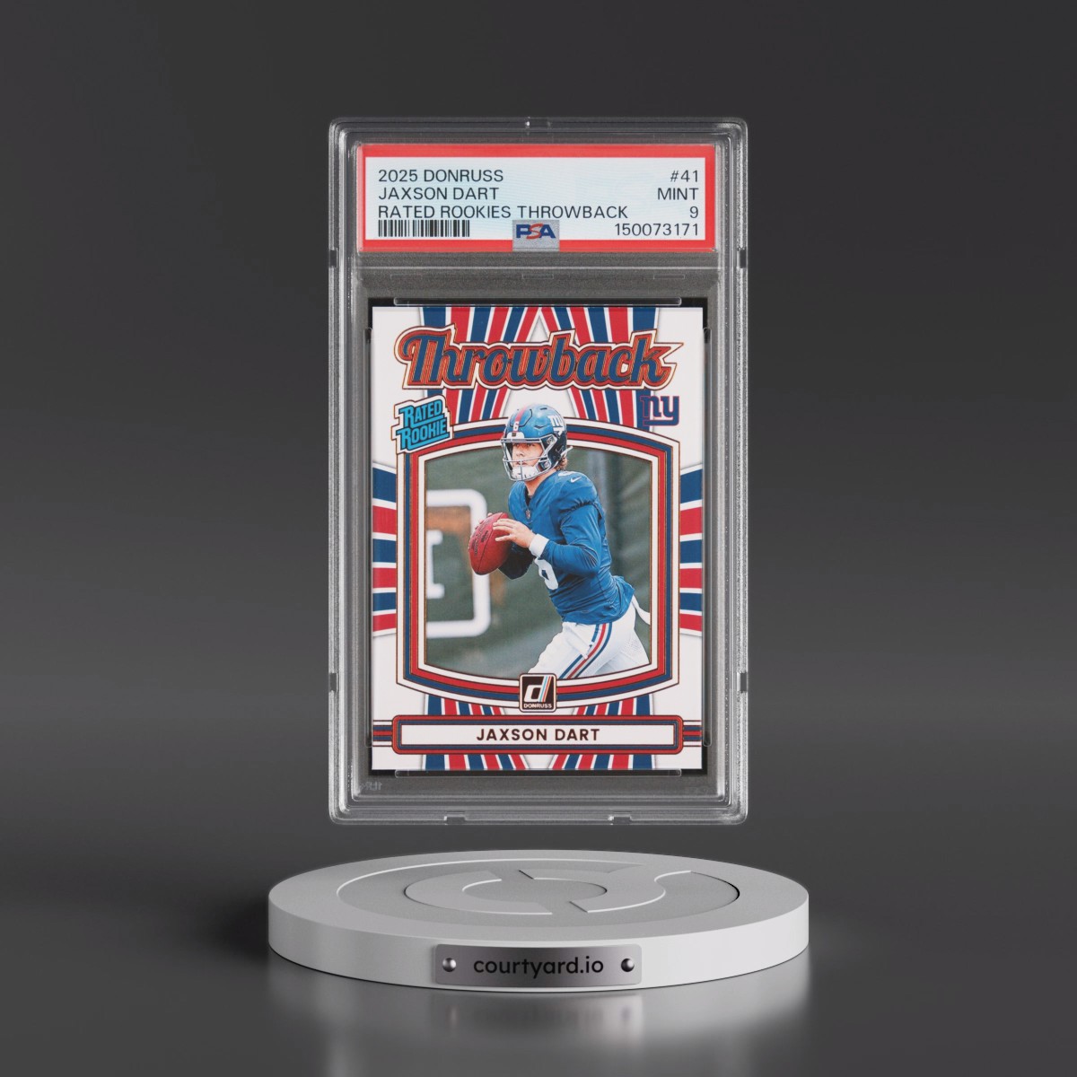 2025 Panini Donruss Rated Rookies Throwback #41 Jaxson Dart (PSA 9 MINT)
