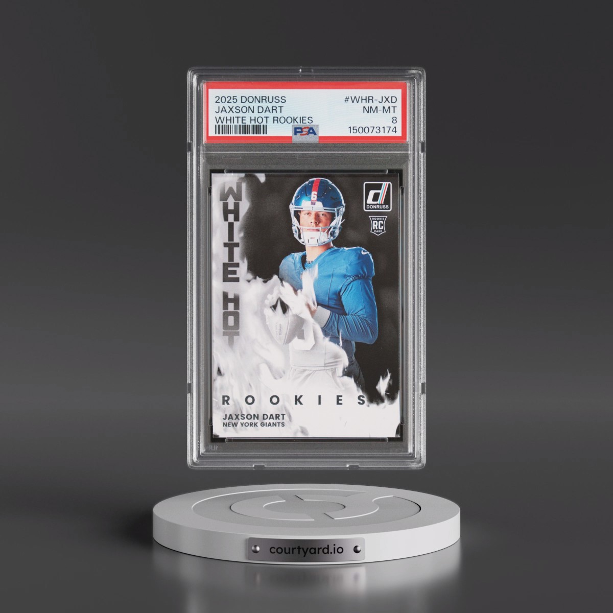 2025 Panini Donruss White Hot Rookies #WHR-JXD Jaxson Dart (PSA 8 NM-MT)