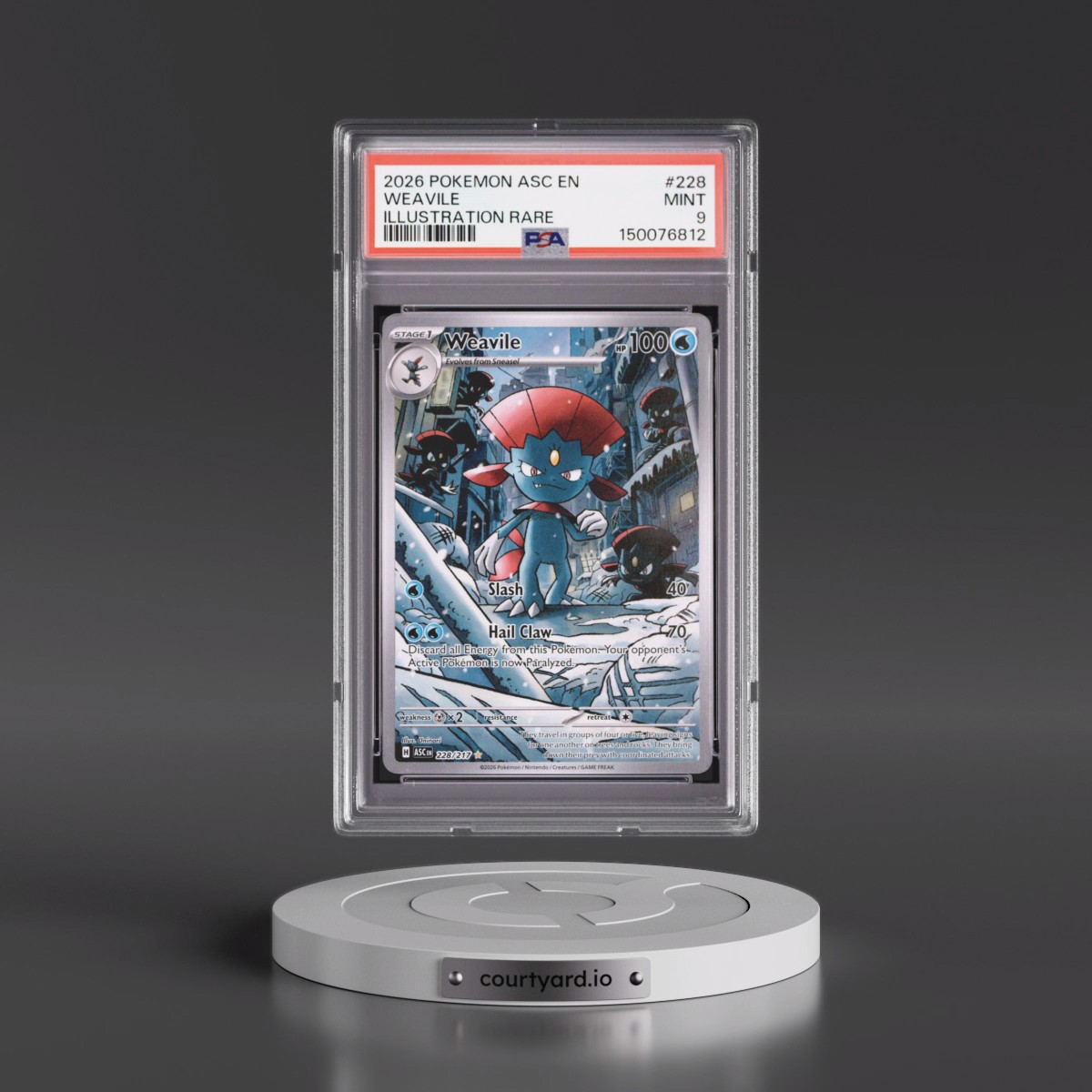2026 Pokémon Asc EN-Ascended Heroes #228 Weavile - Illustration Rare (PSA 9 MINT)