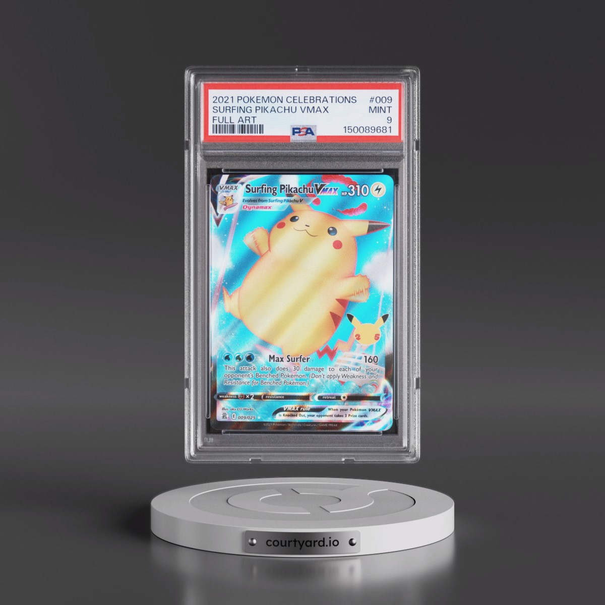 2021 Pokémon Celebrations #009 Surfing Pikachu Vmax - Full Art (PSA 9 MINT)