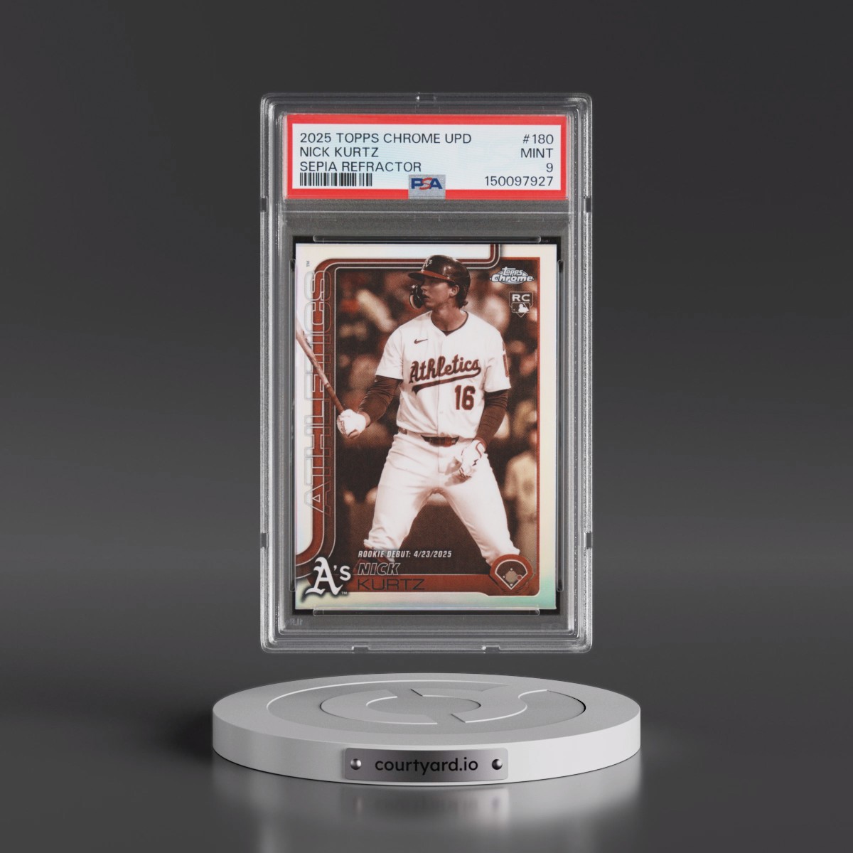 2025 Topps Chrome Update Nick Kurtz - Sepia Refractor #180 PSA 9