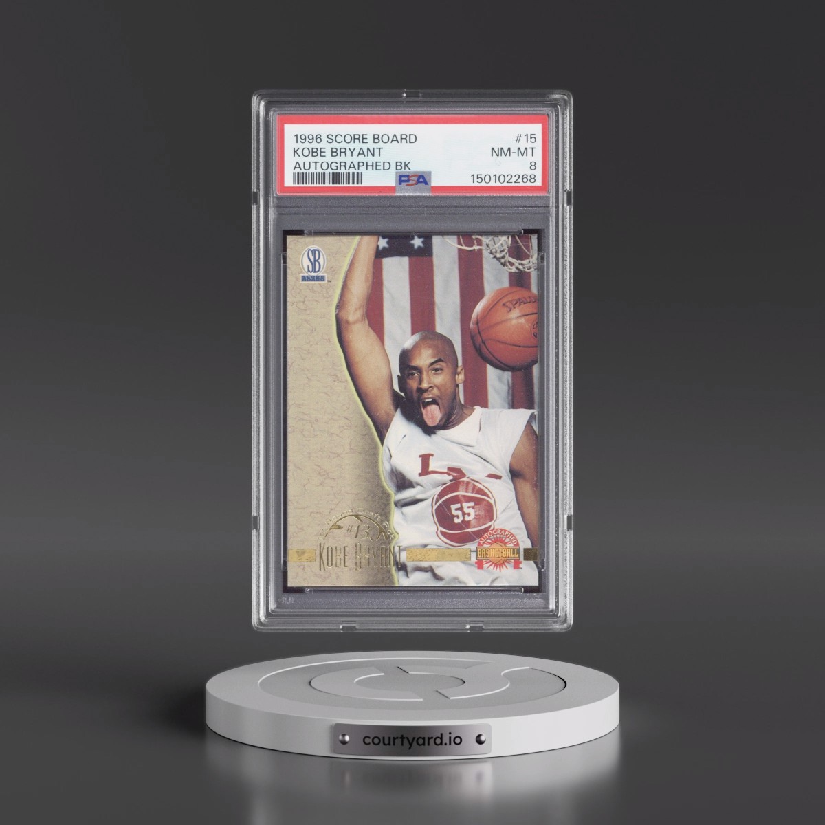 1996 Score Board Autographed Basketball #15 Kobe Bryant (PSA 8 NM-MT)