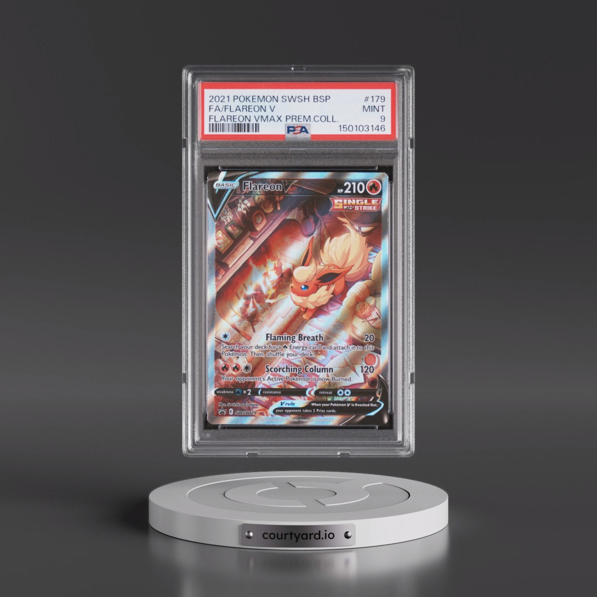 2021 Pokémon Swsh Black Star Promo #179 Flareon V - Holo Full Art Flareon Vmax Premium Collection (PSA 9 MINT)
